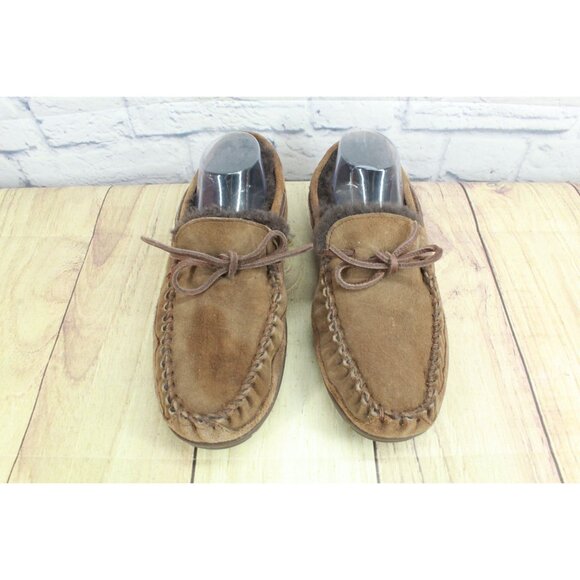 LL Bean Wicked Good Moccasins Shearling Lined Chocolate Brown 10 M - Picture 5 of 9
